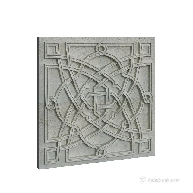 Ceiling Decorative Panel With Intricate Geometric Relief Pattern Design 3d model 