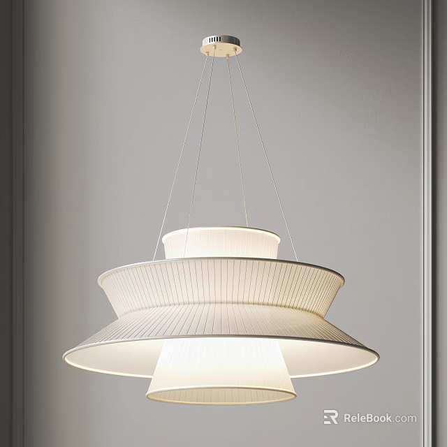Modern Tiered Fabric Chandelier With Soft Illumination For Living Area 3d model 
