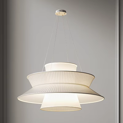 Modern Tiered Fabric Chandelier With Soft Illumination For Living Area 3d model