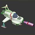 Futuristic White Spaceship Model With Red Stripes Transparent Cockpit Thrusters And Landing Gear