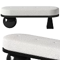 Modern Upholstered White Sofa Bench With Black Spherical And Geometric Legs 3d model