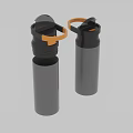 Two Black Cups With Orange Handles And Secure Lids For Daily Use 3d model