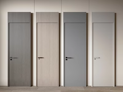 Modern Hinged Doors In Various Colors And Wood Grain Finishes On 3d model