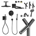 Modern Black Faucet Collection For Bathroom Kitchen With Shower Head Components 3d model