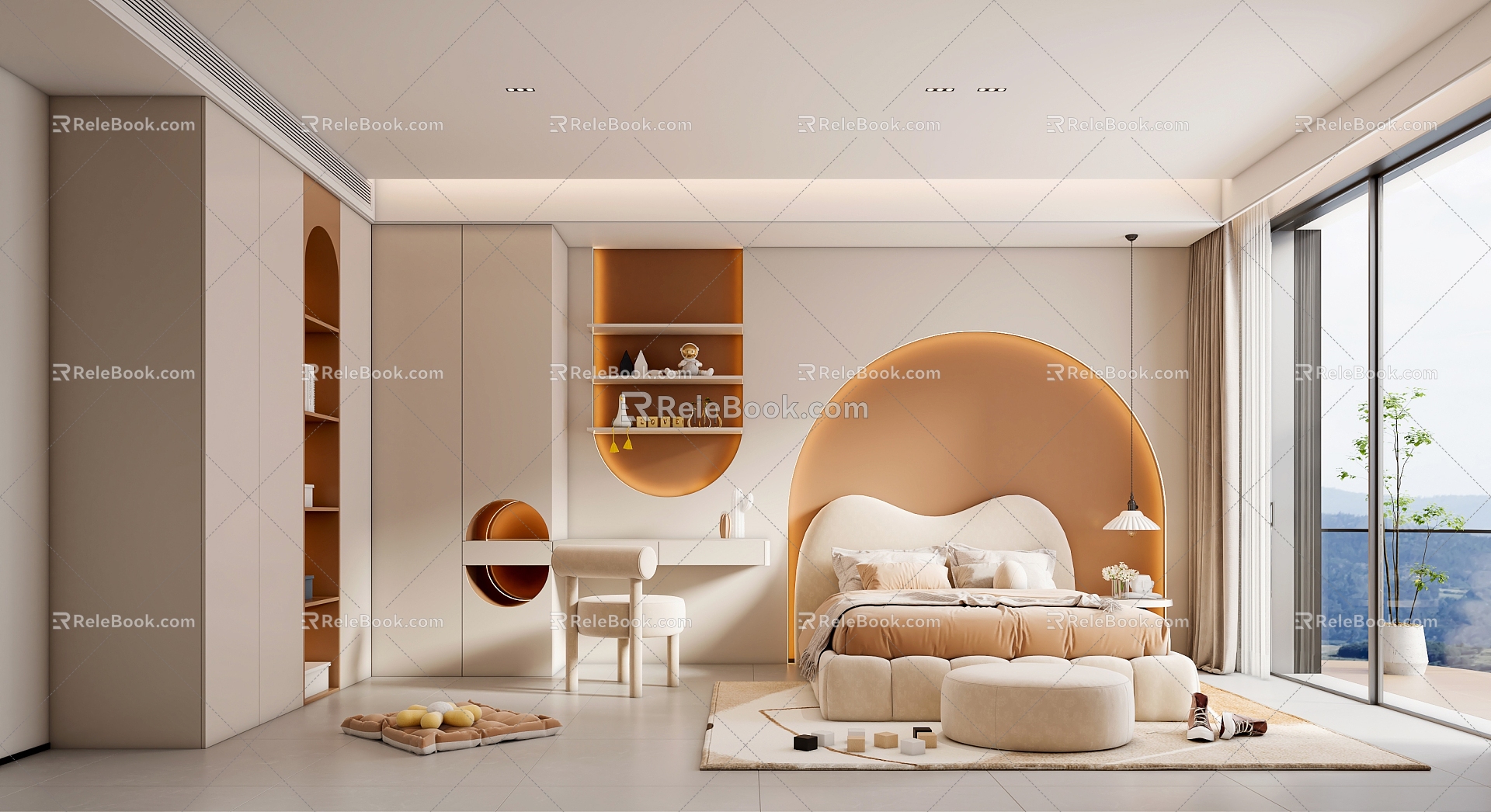 Cream Children's Room Modern Children's Room 3d model