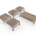 Sturdy Wooden Workbenches With Metal Frames For Workshop And Garage Use 3d model