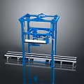 Blue Industrial Mechanical Frame Structure With Rail And Metal Components 3d model