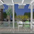 Serene Garden Landscape With Glass Roof Pavilion Pond Water Lilies Stone And Greenery