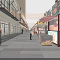 Vibrant Commercial Street At Night With Shops Pedestrians And Outdoor Seating