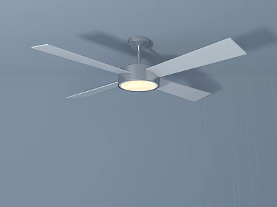 Gray Air Conditioning Fan With Built In Light And Blades On Blue Ceiling 3d model