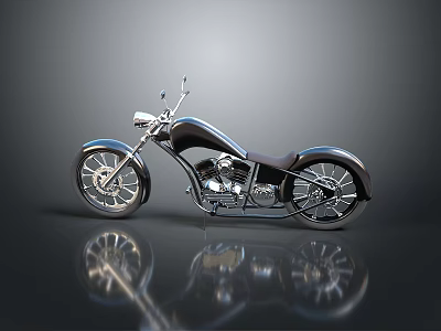 Vintage Motorcycle With Classic Design Chrome Parts Black Seat And Shiny Wheels 3d model