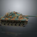 Military Tank Vehicle With Camouflage Paint Long Cannon And Metal Tracks