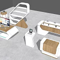 Modern Display Shelves With Wooden And White Design For Electronic Devices Showcase