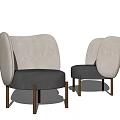 Modern Single Sofa Chair With Curved Backrest Light Dark Gray Fabric And Wooden Legs