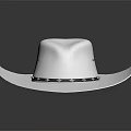 White Cowboy Hat With Silver Buckle Band On Dark Background With Reflection 3d model