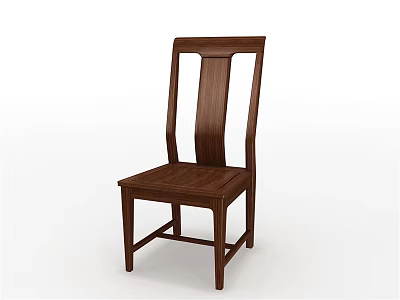 Simple Wooden Leisure Chair With Straight Back Slatted Seat And Natural Wood Grain 3d model