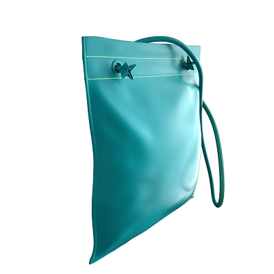 Practical Blue Daily Use Bag With Green Rope And Star Shaped Buttons 3d model