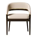 Modern Elegant Dining Chair With Beige Upholstery Gold Trim And Dark Wooden Legs