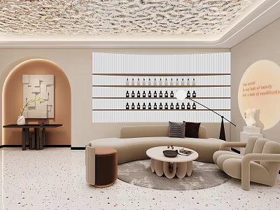 Elegant Modern Beauty Hair Salon Reception Lounge With Comfortable Interior And Exquisite Product 3d model