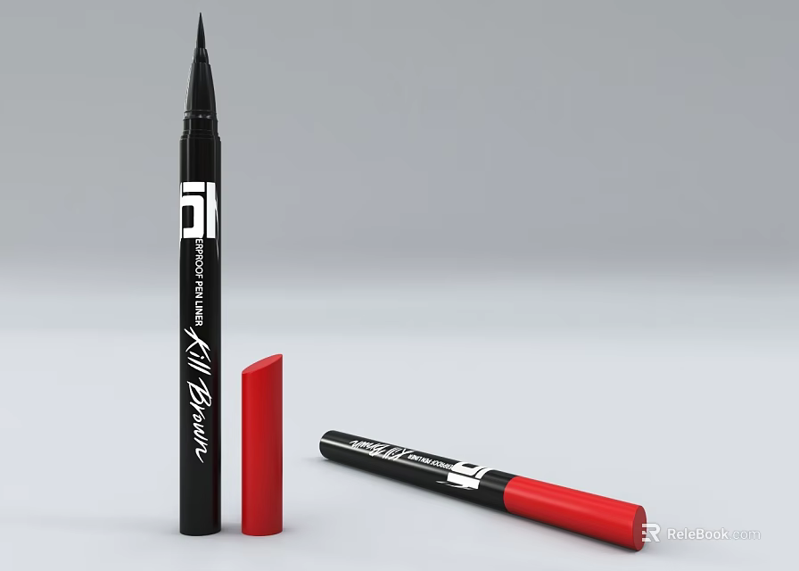 All Beauty Perfume Cosmetics Black Eyeliner And Red Lipstick Makeup Products 3d model 