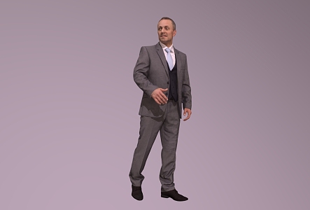 Business men'suit men's European and American white 3d model