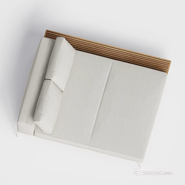 Modern White Sofa Bed With Wooden Frame And Foldable Design 3d model