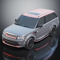 Stylish Gray SUV Car With Pink Roof Black Wheels Red Front Accents And Reflection