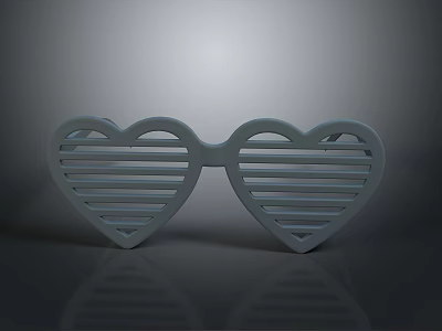 Heart Shaped Louvered Glasses Decorative Household Item For Home Use 3d model