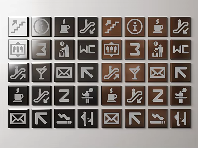 Commercial Equipment Various Facility Icons Set With Utility Signs And Symbols Collection 3d model