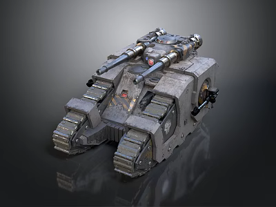 Futuristic Armored Tank With Multiple Cannons Tracked Chassis And Mechanical Details 3d model