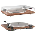 Turntable Audio Equipment With Wooden Base Transparent Cover And Tonearm Design