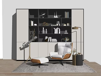 Modern Sofa Chair Leisure Chair Ornaments Bookcase 3d model