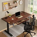 Home Study Room Featuring Wooden Desk Laptop Ergonomic Chair Pinboard Window And Rug