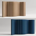 Modern Decorative Room Dividers With Wooden And Blue Vertical Slats Design