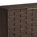Modern Entryway Cabinet Sideboard With Woven Wooden Texture And Metal Handles
