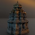 Traditional Indian Temple Architectural Design With Intricate Stone Carvings And Tower Structure