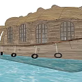 Traditional Wooden Boat Design With Decorative Bow And Seating On Water