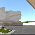 Commercial Landscape Featuring Modern High Rise Buildings Cartoon Panda Tiger And Open Plaza Design