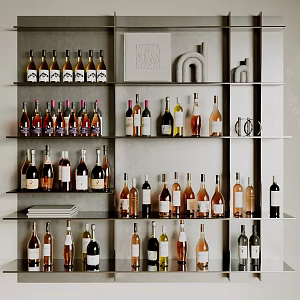Red wine and foreign wine combination kitchen supplies drinks red wine and foreign wine 3d model