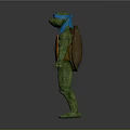 Detailed 3D Model of Ninja Turtle With Blue Headband And Orange Shell