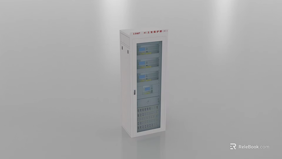 Industrial Fire Alarm Control Panel Cabinet With Multiple Digital Displays And Controls 3d model