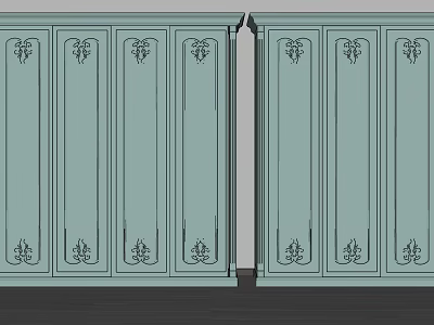 Traditional Light Green Wardrobe Design With Double Doors And Carved Details 3d model