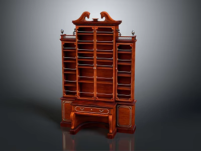 Ornate Wooden Wine Cabinet Featuring Multi Tiered Shelves And Classic Design Elements 3d model