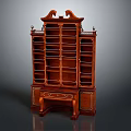 Ornate Wooden Wine Cabinet Featuring Multi Tiered Shelves And Classic Design Elements