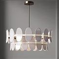 Modern Chandelier Featuring Oval Shaped Panels White Gray And Gold Accents For Interior