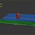 Futuristic Sci-Fi Helmet Placed On Metallic Blue Grid Platform With Modern Design