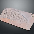 Detailed Terrain Model Featuring Mountainous Desert Landscape With Pathways And Vegetation 3d model