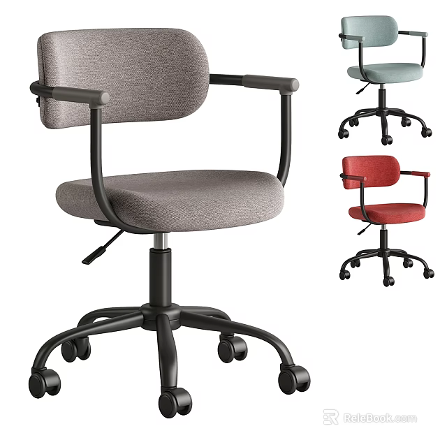 Modern Office Chair With Armrests And Wheels In Multiple Colors 3d model
