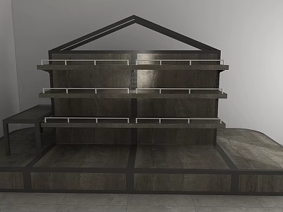 Modern Display Shelves With Multiple Tiers Wood And Metal Sturdy Structure Platform Base 3d model