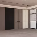 Modern Wardrobe Doors With Wood And Gray Panels Metal Handles In Bright Room